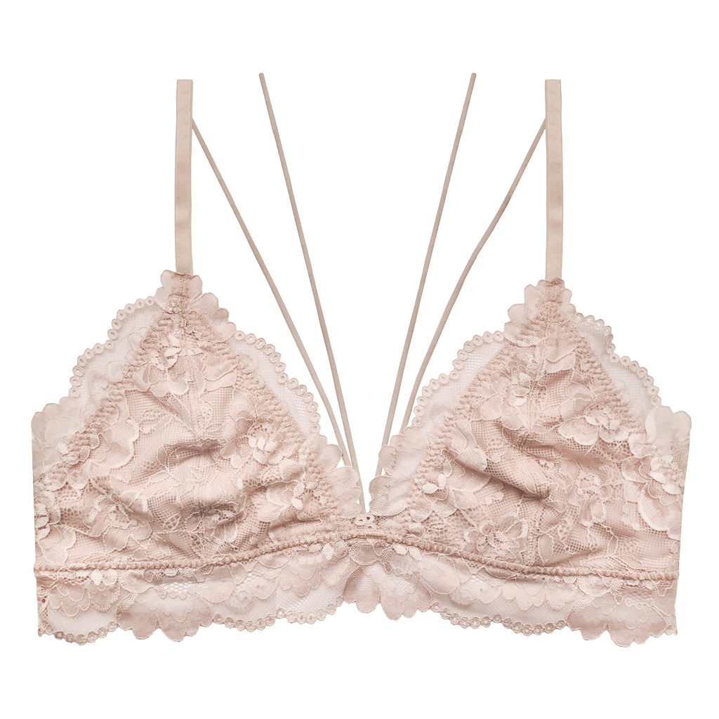 Frente do Bralette Rosé Strappy de Renda