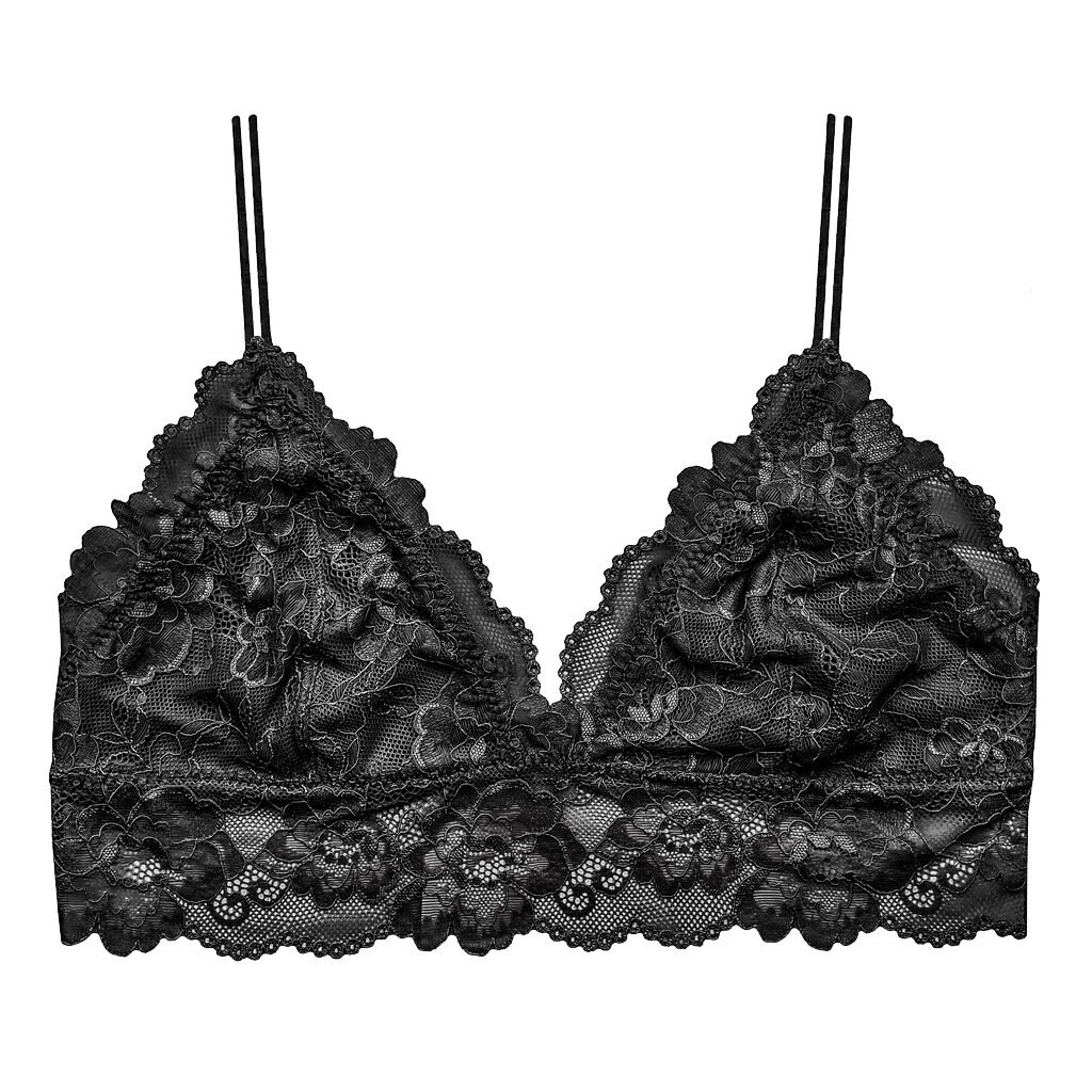 Bralette preto de renda tipo sutiã sem aro da M. Frontzek Lingerie