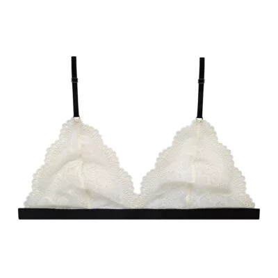 Bralette off-white de renda tipo sutiã sem aro